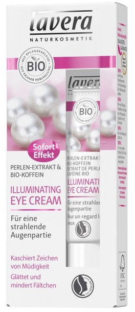 Błyskawicznie rozjaśniający krem pod oczy z bioperłą i biokofeiną - Lavera Bio Illuminating Eye Cream