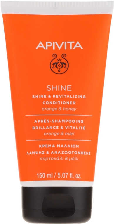 Nabłyszczająca odżywka rewitalizująca do wszystkich rodzajów włosów Pomarańcza i miód - Apivita Shine And Revitalizing Conditioner For All Hair Types With Orange & Honey — Zdjęcie N1