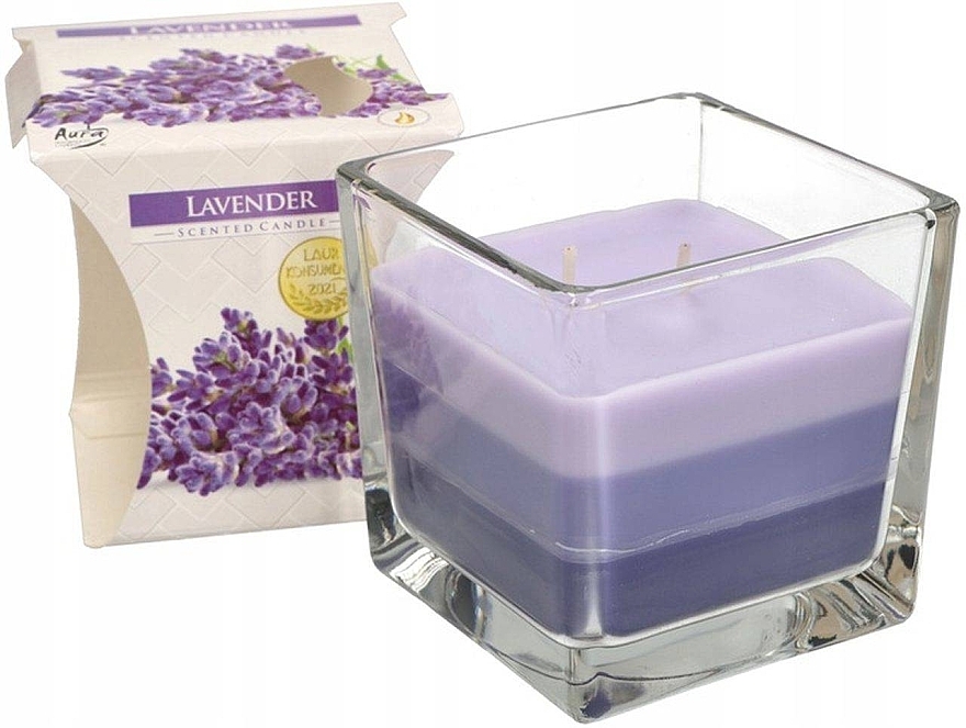 Świeca zapachowa trójwarstwowa w szkle Lavender - Bispol Scented Candle Lavender — Zdjęcie N2