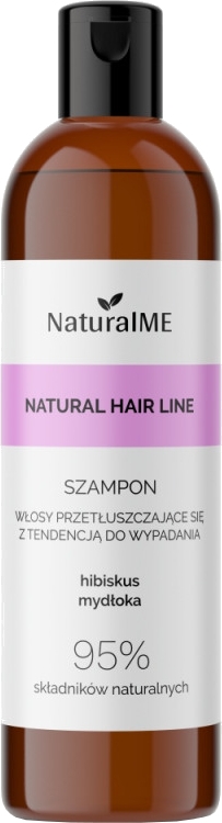 Łagodny szampon do włosów przetłuszczających się z tendencją do wypadania Hibiskus i mydłoka - NaturalME