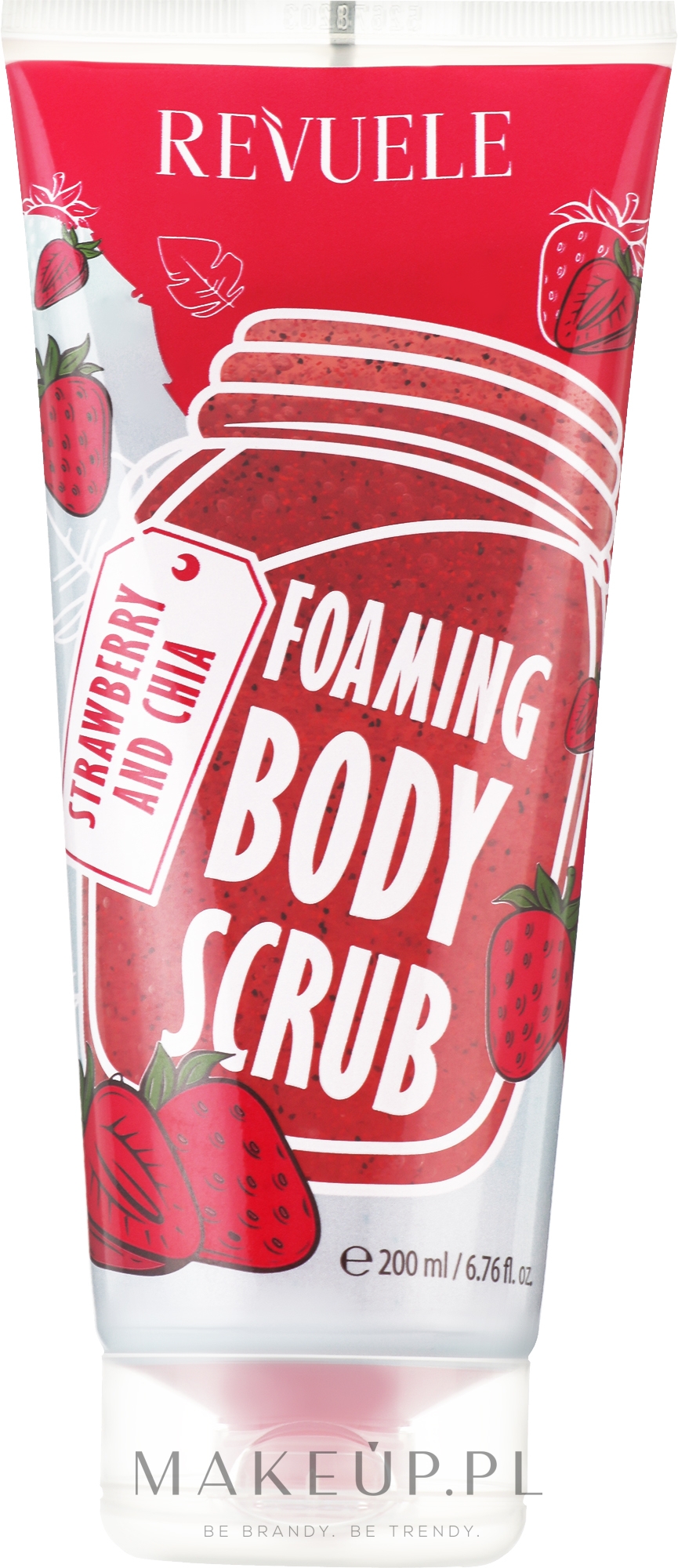 Piankowy peeling do ciała Truskawka i nasiona chia - Revuele Foaming Body Scrub Strawberry and Chia — Zdjęcie 200 ml