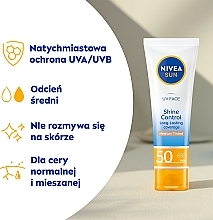 Matujący krem do twarzy - NIVEA SUN UV Face Shine Control Mattifying Effect Medium Tinted Cream SPF50 — Zdjęcie N4