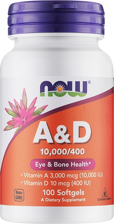 Suplement diety Witaminy A i D - Now Foods A&D Eye & Bone Health — Zdjęcie N1