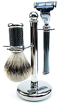 Kup Zestaw do golenia - Golddachs SilverTip Badger, Mach3 Chromed Black (sh/brush + razor + stand)