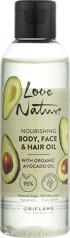 Odżywczy olejek do ciała, twarzy i włosów z organicznym awokado - Oriflame Love Nature Nourishing Body Face And Hair Oil  — Zdjęcie N1