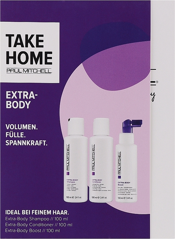 Zestaw - Paul Mitchell Extra-Body Take Home (shmp/100ml + cond/100ml + boost/100ml) — Zdjęcie N1