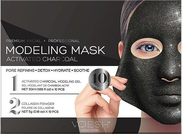 Modelująca maska w płachcie do twarzy z węglem aktywnym - Voesh Facial Modeling Mask Activated Charcoal — Zdjęcie N1