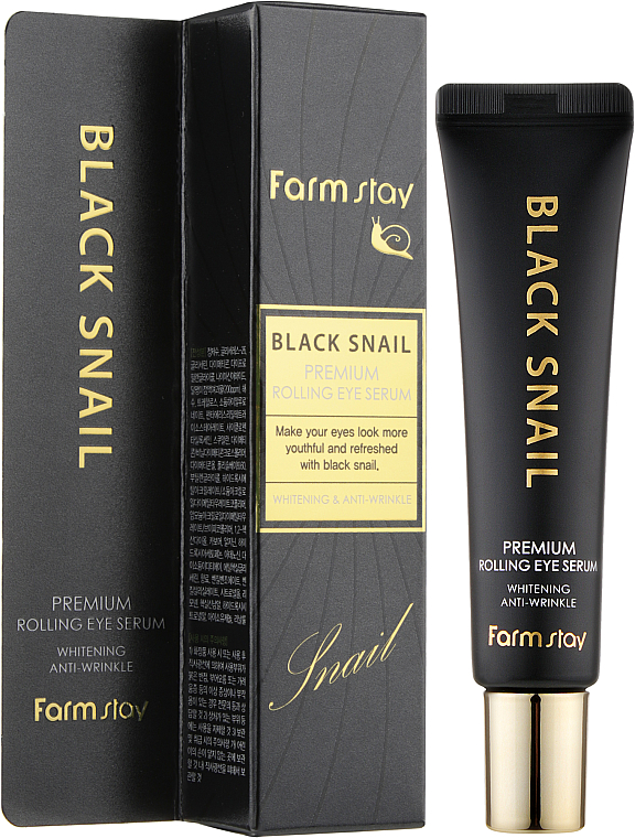 Serum do skóry wokół oczu z mucyną czarnego ślimaka - FarmStay Black Snail Premium Rolling Eye Serum — Zdjęcie N2