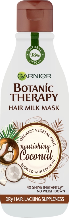 Maska do włosów normalnych i przesuszonych Kokos - Garnier Botanic Therapy Hair Milk Mask Coconut — Zdjęcie N1
