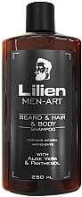 Szampon do brody, włosów i ciała Aloes i pantenol - Lilien Men-Art Black Beard & Hair & Body Shampoo — Zdjęcie N1