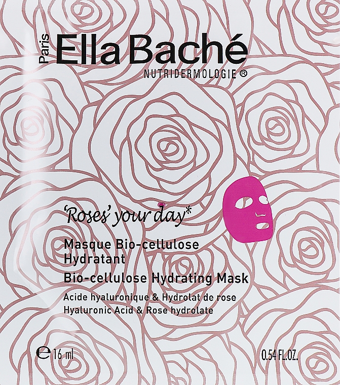 Bio-celulozowa nawilżająca maska różana - Ella Bache Roses' Your Day Bio-Cellulose Hydrating Mask