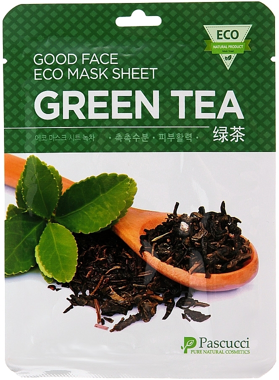Maseczka do twarzy z wyciągiem z zielonej herbaty - Amicell Pascucci Good Face Eco Mask Sheet Green Tea