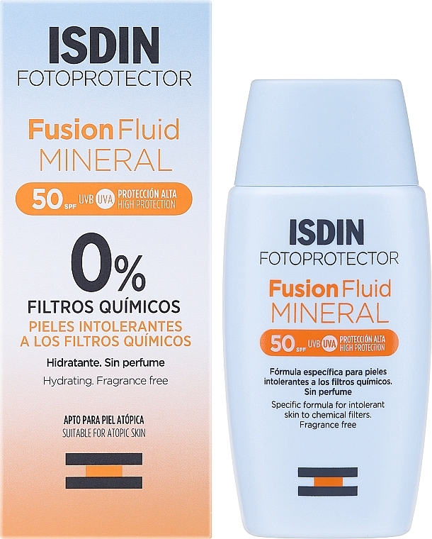 Mineralny fluid przeciwsłoneczny SPF50 - Isdin Fusion Fluid Mineral — Zdjęcie N2