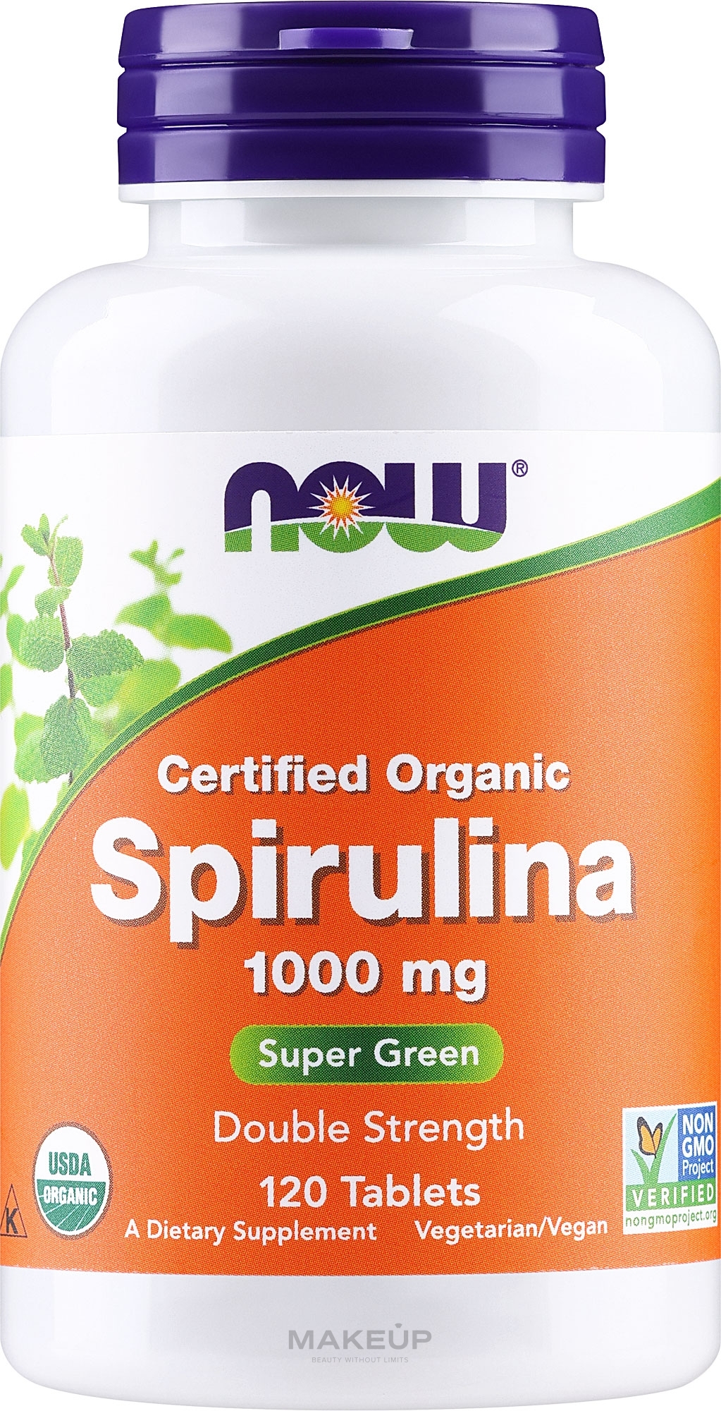 Naturalny suplement Spirulina 1000 mg w tabletkach - Now Foods Certified Organic Spirulina Tablets — Zdjęcie 120 szt.