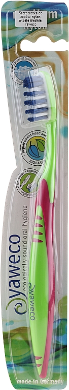 Szczoteczka do zębów o średniej twardości, zielono-różowa - Yaweco Toothbrush Nylon Medium — Zdjęcie N1