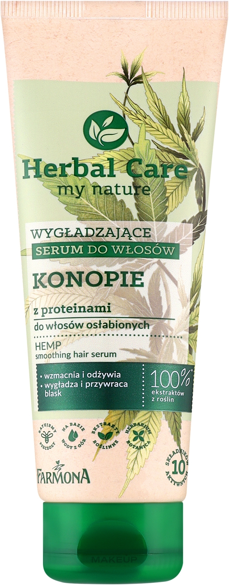 Wygładzające serum do włosów Konopie - Farmona Herbal Care Smoothing Hair Serum with Hemp Oil and Protein — Zdjęcie 100 ml
