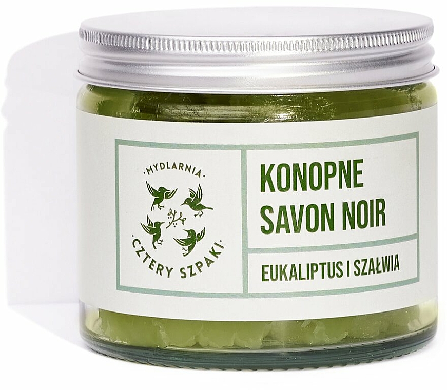 Mydło konopne savon noir Eukaliptus i szałwia - Cztery Szpaki Savon Noir Soap — Zdjęcie N1