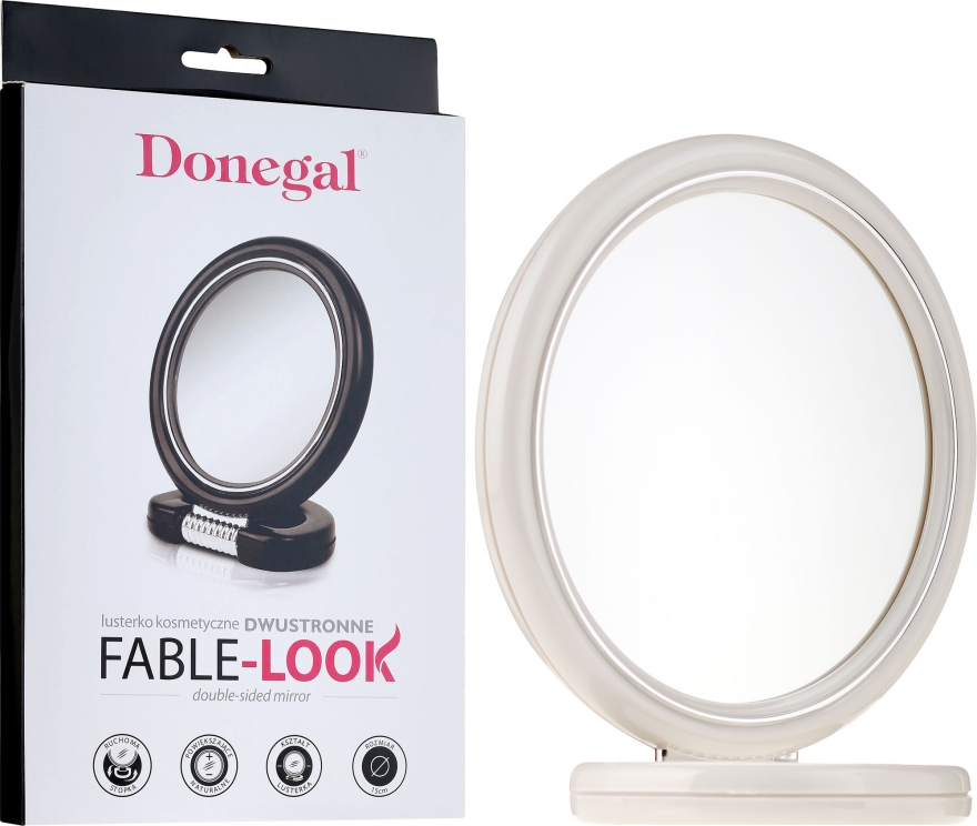 Dwustronne okrągłe lusterko na podstawce 15 cm, 9502, szary - Donegal Mirror — Zdjęcie N2