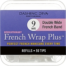 Tipsy - Dashing Diva French Wrap Plus Double Wide White 50 Tips (Size 9) — Zdjęcie N1