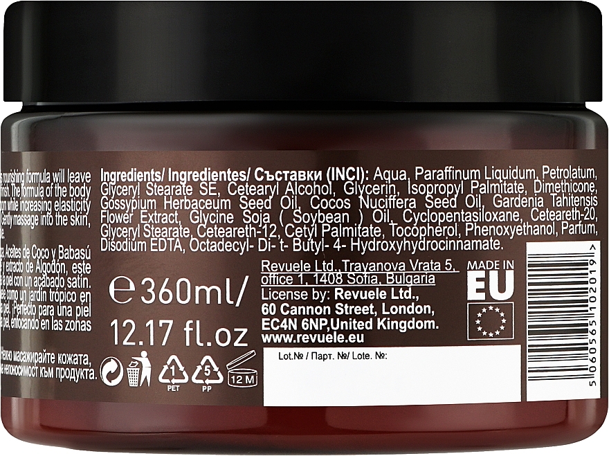 Masło do ciała Olej bawełniany i ekstrakt z monoi - Revuele Vegan & Balance Body Butter Cotton Oil & Monoi Extract — Zdjęcie N2