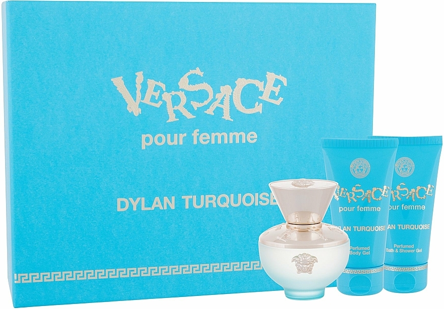 Versace Dylan Turquoise Pour Femme - Zestaw (edt 50 ml + b/gel 50 ml + sh/gel 50 ml) — Zdjęcie N1