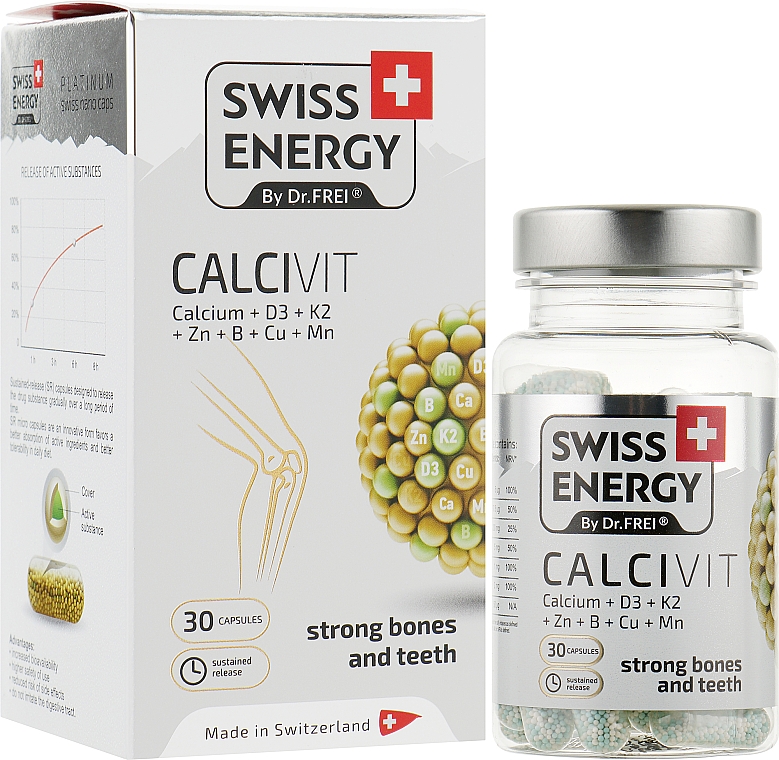 Kapsułki Wapń + Witamina D3 + Witamina K2 - Swiss Energy Calcivit — Zdjęcie N2