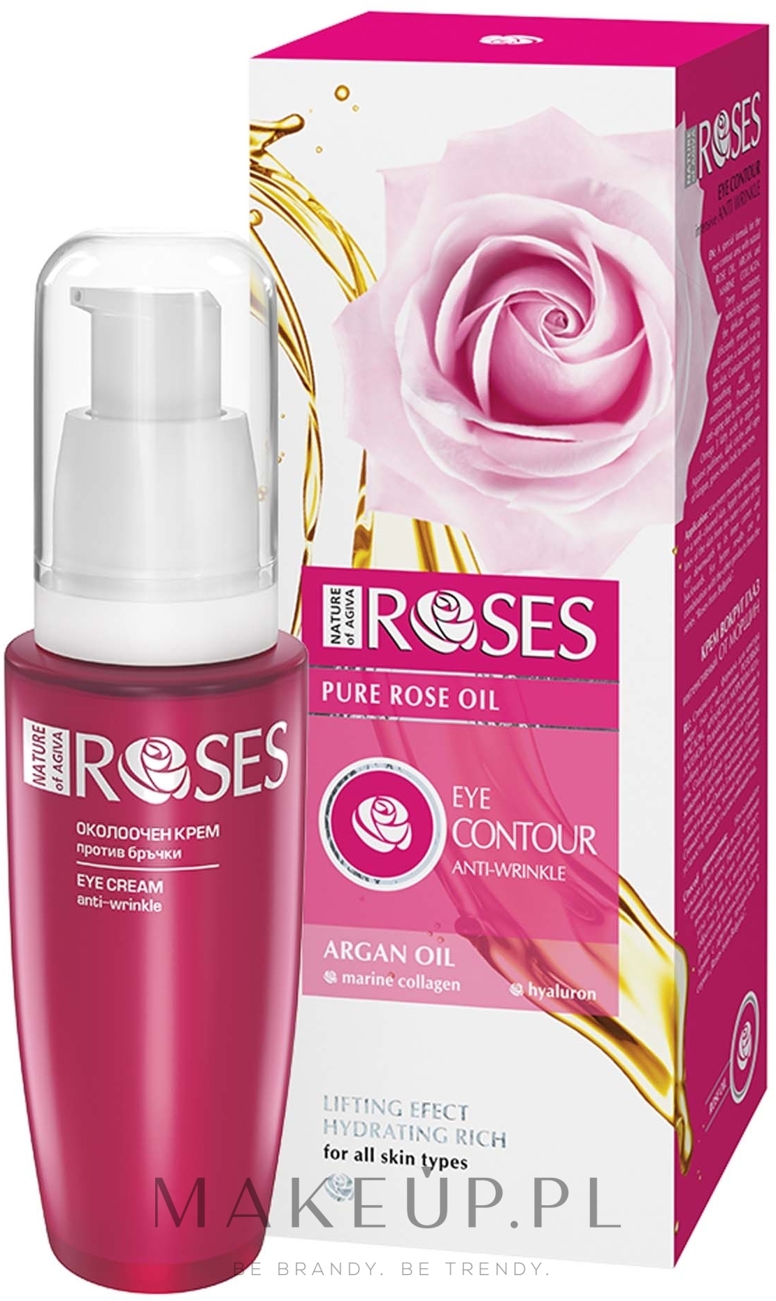 Przeciwzmarszczkowy krem pod oczy - Nature of Agiva Roses Pure Rose Oil Anti-Wrinkle Eye Cream — Zdjęcie 30 ml