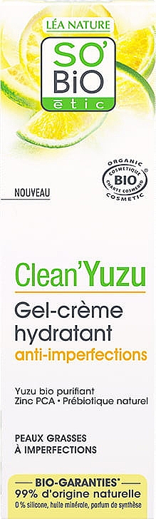 Nawilżający krem-żel na niedoskonałości z BIO ekstraktem z yuzu - So'Bio Etic Clean'Yuzu Anti-Imperfection Hydrating Gel-Cream — Zdjęcie N1