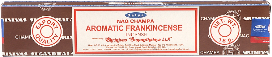 Kadzidła Pachnące kadzidło - Satya Aromatic Frankincense Incense — Zdjęcie N1