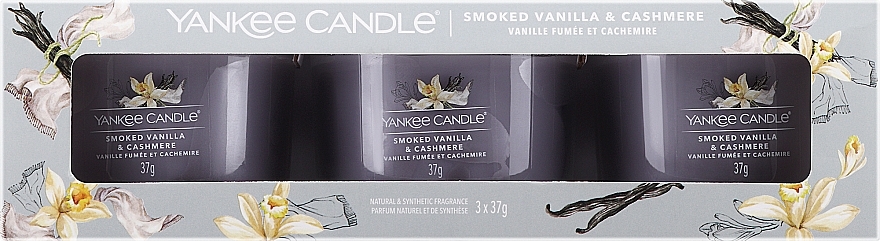 Zestaw - Yankee Candle Smoked Vanilla & Cashmere (candle/3x37g) — Zdjęcie N1