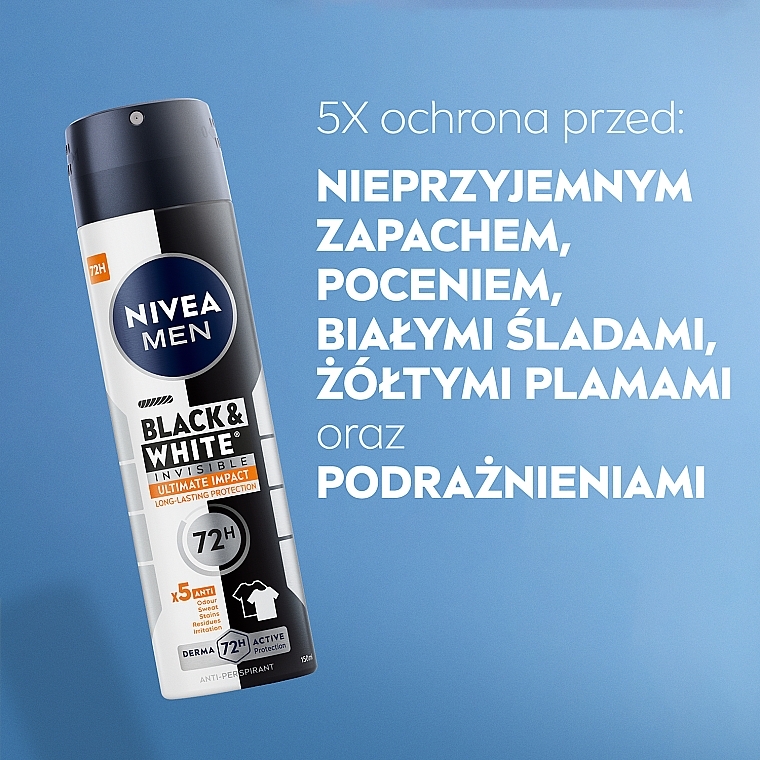 Antyperspirant w sprayu dla mężczyzn - NIVEA MEN Black & White Invisible Ultimate Impact — Zdjęcie N5