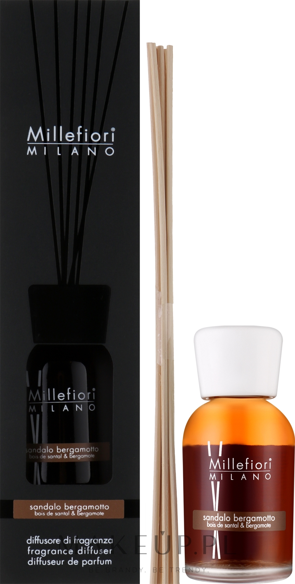 Dyfuzor zapachowy Drzewo sandałowe i cedr - Millefiori Milano Natural Diffuser Sandalo Bergamotto  — Zdjęcie 100 ml