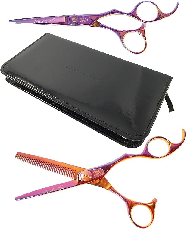 Zestaw - Olivia Garden SilkCut Rainbow Edition Hairdressing Scissors Set 575 + 635 — Zdjęcie N1