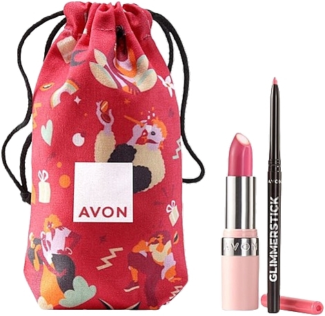 Zestaw - Avon Hydramatic Iconic Pink (lipstick/3,6g + lip/liner/0,35g + acc/1pc) — Zdjęcie N1