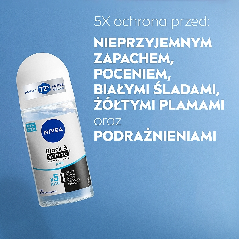 Antyperspirant w kulce - NIVEA Black & White Invisible Pure — Zdjęcie N5