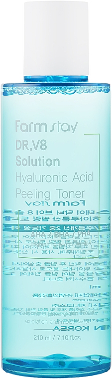 Peelingujący tonik z kompleksem kwasów - FarmStay Dr.V8 Solution Hyaluronic Acid Peeling Toner — Zdjęcie N2