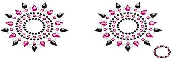 Zestaw biżuterii kryształkowej na klatkę piersiową i pępek, czarny i różowy - Petits Joujoux Gloria Set Black-Pink — Zdjęcie N1