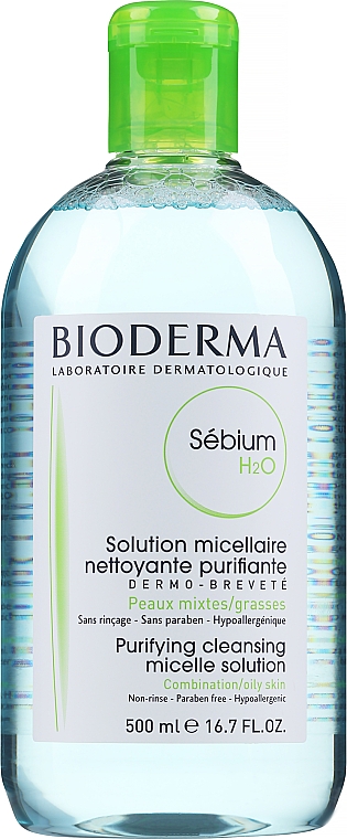 Płyn micelarny do oczyszczania twarzy i demakijażu - Bioderma Sébium H2O — Zdjęcie N3