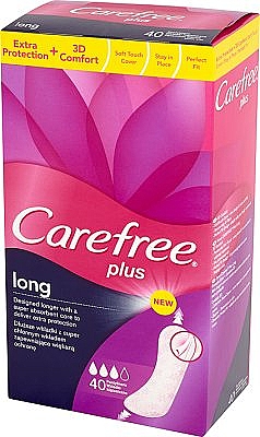 Codzienne podpaski higieniczne, 40 sztuk - Carefree Plus Long Extra Protection+ 3D Comfort — Zdjęcie N1