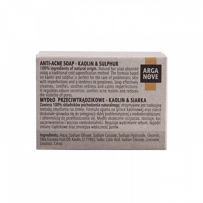 Naturalne mydło przeciwtrądzikowe z kaolinem i siarką - Arganove Kaolin & Sulphur Anti-Acne Soap — Zdjęcie N2