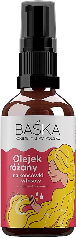 Różany olejek na końcówki włosów z multiwitaminami - Baśka — Zdjęcie N1