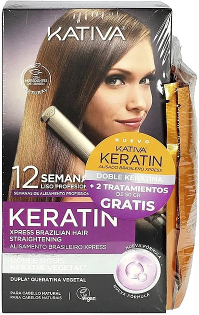 Zestaw - Kativa Keratin Xpress Brazilian Hair (shm/50ml+cond/30ml+mask/150ml+treathment/50ml*2)  — Zdjęcie N1