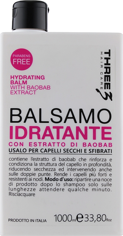 Balsam nawilżający z ekstraktem z baobabu - Faipa Roma Three Hair Care Idratante Balm — Zdjęcie N3