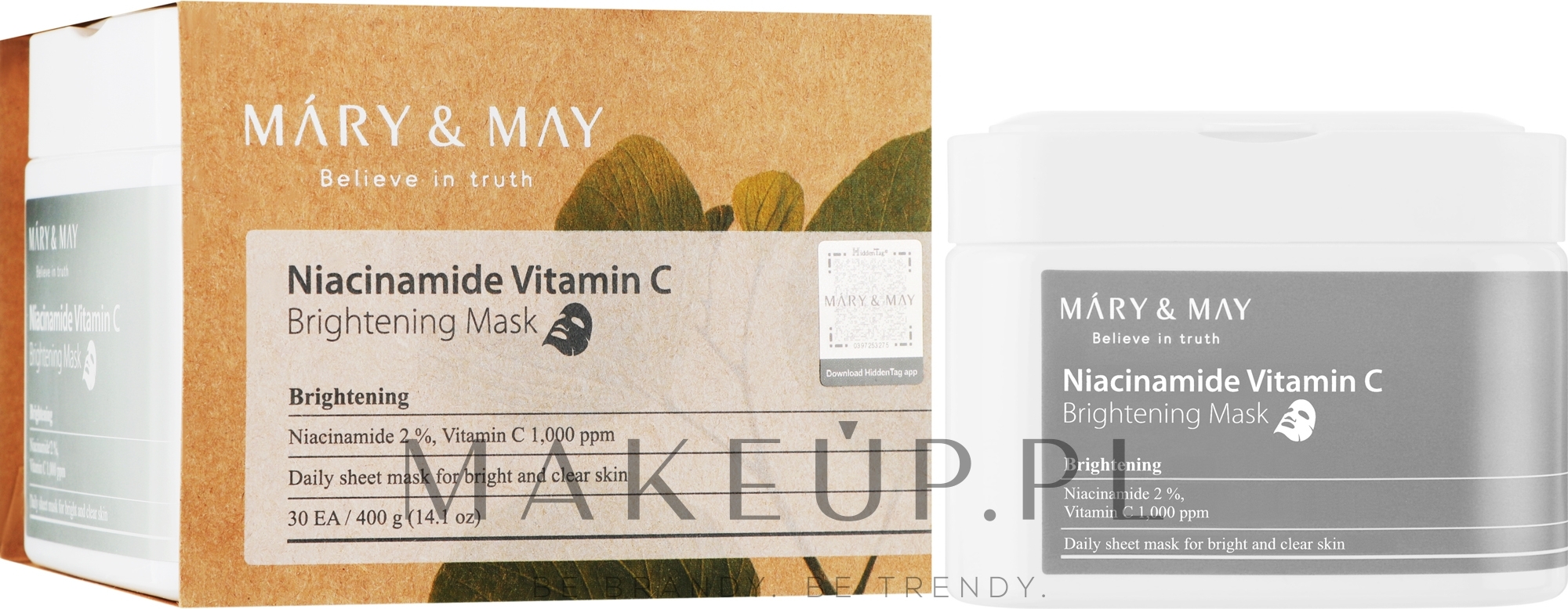 Maseczki tkankowe do twarzy z niacynamidem i witaminą C - Mary & May Niacinamide Vitamin C Brightening Mask — Zdjęcie 30 szt.