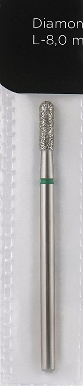 Frez diamentowy 2,3 mm, L-8 mm, zaokrąglony, zielony - Head The Beauty Tools — Zdjęcie N1