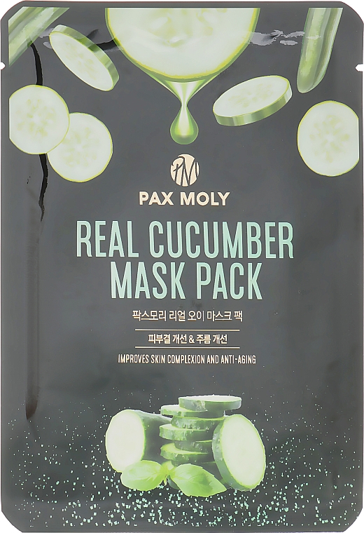 Maska w płachcie z ekstraktem z ogórka - Pax Moly Real Cucumber Mask Pack