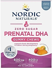Suplement diety DHA dla kobiet w ciąży bez cukru, o smaku truskawek i pomarańczy - Nordic Naturals Zero Sugar Prenatal DHA Gummies — Zdjęcie N1
