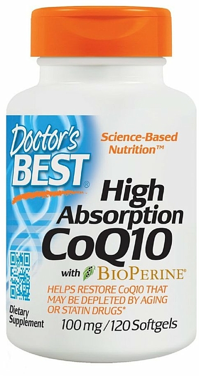 Suplement diety z koenzymem Q10 - Doctor's Best High Absorption CoQ10 with BioPerine, 100 mg, 120 Softgels — Zdjęcie N1