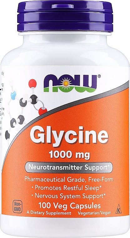 Aminokwas Glicyna, 1000 mg - Now Foods Glycine — Zdjęcie N1