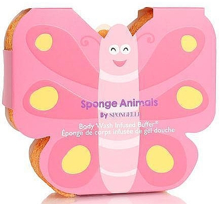 Gąbka pod prysznic dla dzieci wielokrotnego użytku, motyl - Spongelle Animals Sponge Butterfly Body Wash Infused Buffer — Zdjęcie N2